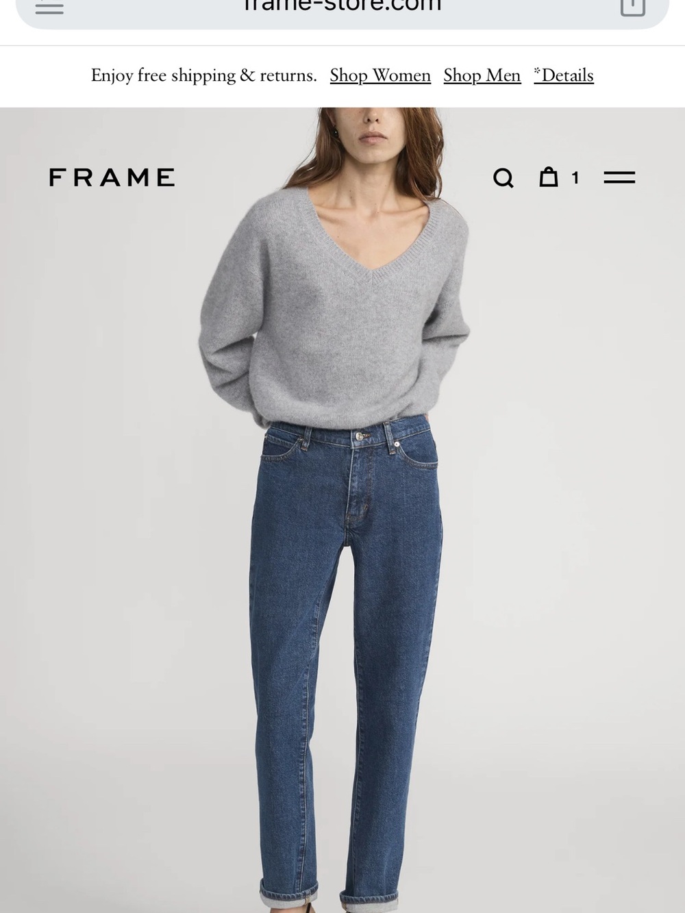 Frame Denim Straight Leg Jeans in Dark Blue Wash